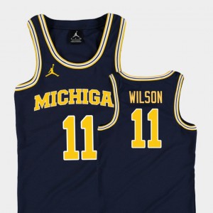 Basketball Jordan #11 Luke Wilson College Jersey Replica For Kids Navy University of Michigan