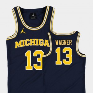 Moritz Wagner College Jersey Replica Navy #13 University of Michigan Youth Basketball Jordan