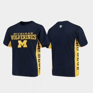 College T-Shirt Wolverines Side Bar Navy Youth(Kids)