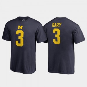 Michigan Wolverines Navy Rashan Gary College T-Shirt Kids #3 Name & Number Legends