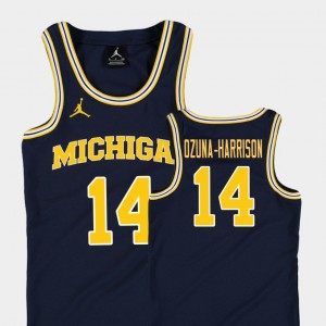 #14 For Kids Basketball Jordan Navy Michigan Wolverines Rico Ozuna-Harrison College Jersey Replica