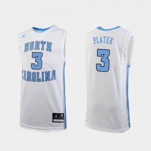 #3 White North Carolina Tar Heels Kids Replica Basketball Andrew Platek College Jersey