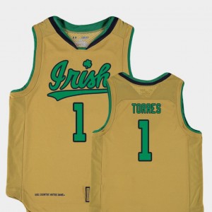 Replica Youth Basketball Special Games Austin Torres College Jersey #1 University of Notre Dame Gold