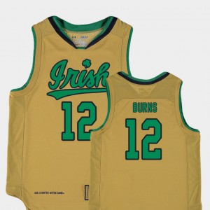 Elijah Burns College Jersey Gold Basketball Special Games Replica #12 Kids Notre Dame Fighting Irish
