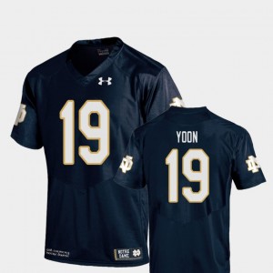Navy #19 Justin Yoon College Jersey ND Replica Youth(Kids) Football