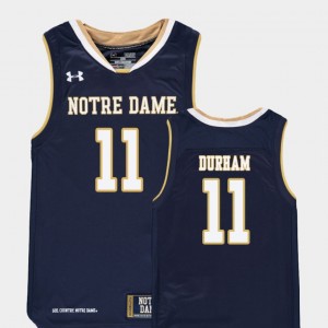 Youth(Kids) #11 Basketball University of Notre Dame Navy Replica Juwan Durham College Jersey