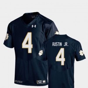 University of Notre Dame #4 Replica Kids Navy Football Kevin Austin Jr. College Jersey
