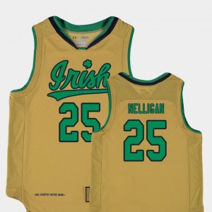 Kids Replica ND Basketball Special Games Liam Nelligan College Jersey #25 Gold