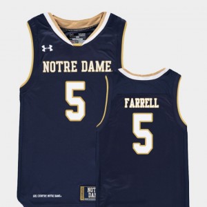 Basketball #5 Notre Dame Fighting Irish Youth Matt Farrell College Jersey Navy Replica