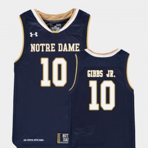TJ Gibbs Jr. College Jersey Navy Replica #10 University of Notre Dame Basketball Youth