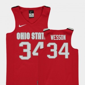 Red Kaleb Wesson College Jersey Ohio State Buckeyes Basketball Kids Replica #34