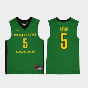 Youth Ducks Basketball Miles Norris College Jersey Replica #5 Green