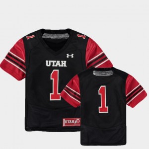 Youth Finished Replica Football #1 College Jersey University of Utah Black