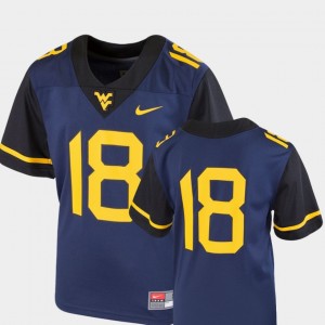 Team Replica #18 Navy College Jersey Youth Football West Virginia