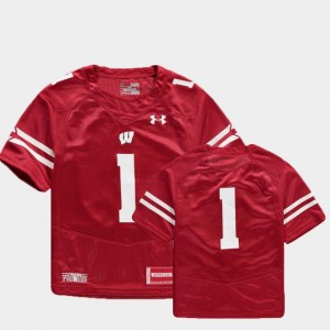 Wisconsin #1 Finished Replica College Jersey Football Youth(Kids) Red